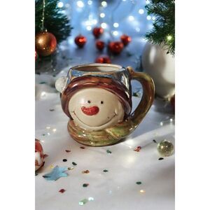 Vintage JC Penney Home Collection Snowman Mug Hand Painted Ceramic
